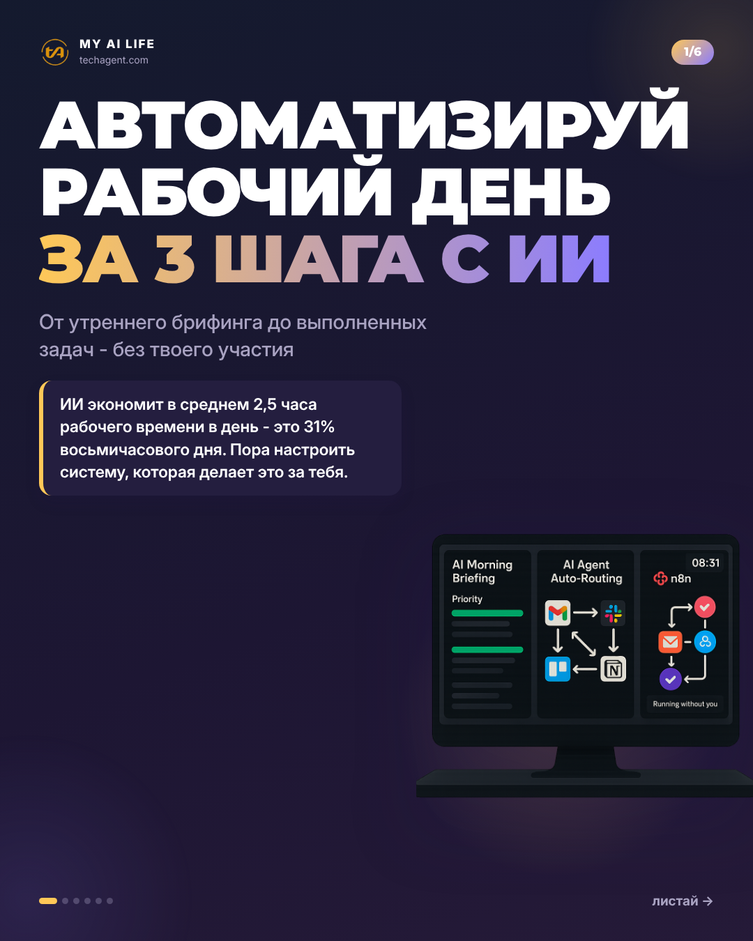 Автоматизируй рабочий день за 3 шага с ИИ